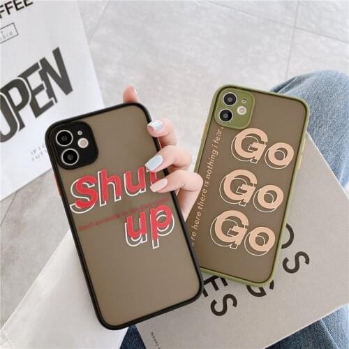 GYKZ Fashion Letter Print Shut UP Fitted Case For iPhone 11 Pro 7 XS MAX X SE2020 XR 8 6Plus Camera Full Protection Phone Cover