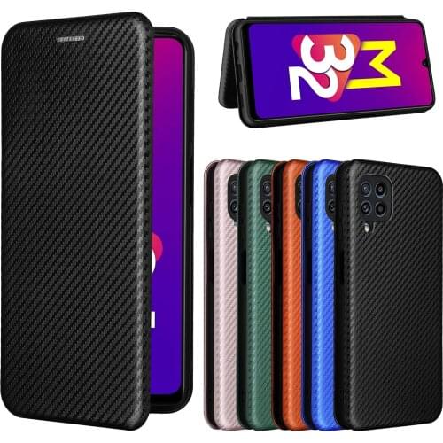 For Samsung Galaxy M32 India Case Carbon Fiber Flip Leather Case For Sansung SamsungM32 M 32 M325 SM-M325F Case Cover 6.4"