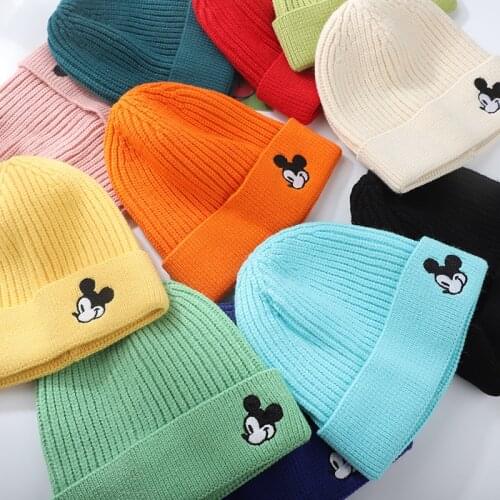 Disney Mickey Mouse Childrens Knitted Hat Baby Hat Winter Cold Hat Girl Winter Hat Colorful Candy Caps Baby Boy Outing Cap Gift