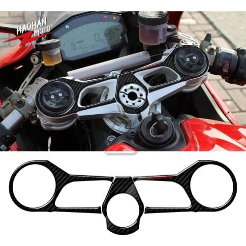 For Ducati 1199 Panigale S 2012-2014 1299 2015-2018 3D Carbon Fiber Triple Tree Yoke Cover Protector Tank Pad