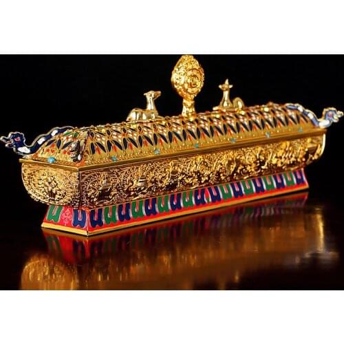 Esoteric Buddhism Two Sitting Tibetan Deers Censer Cloisonn Handmade Colored Drawing Auspicious Beauty Boutique Incense Burner