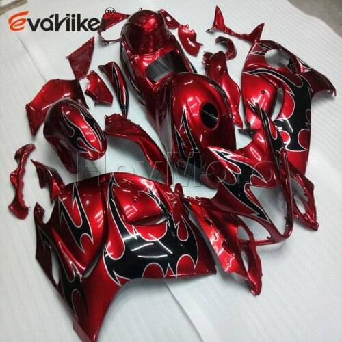 Full fairing kits for GSXR1300 2008 2009 2010 2011 2012 2013 2014 2015 2016 black flames ABS plastic motor panels Injection mold