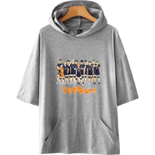 Haikyuu T-Shirt Anime Hinata Shoyo kageyama Tobio Hooded T-Shirt Summer Short-Sleeve Cotton Tops