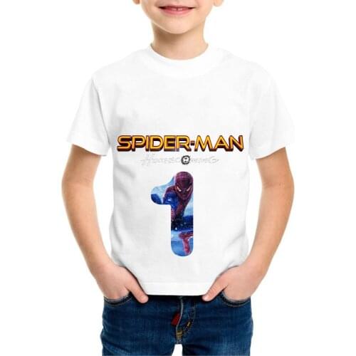 Summer 2021 Disney Spider-Man Toddler Baby Boys T Shirts Happy Birthday Number 1~9th Kids T-shirts Boy Tshirt Baby Girl Clothes