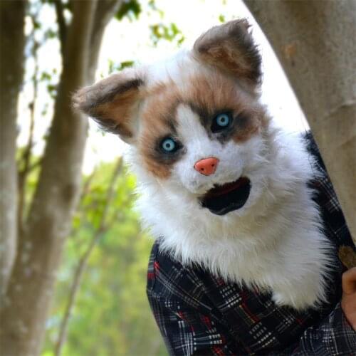 Mouth-moving Cat Headgear Mascot Mask Halloween Party Supplies Plush Animal Mask Ps Environmental Protection Material