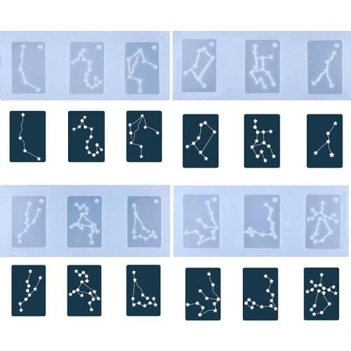 Creative 12 Constellations Mold Pendant Earrings Keychain Silicone Mould Handmade Gifts Jewelry Ornament Making Supplies Sets