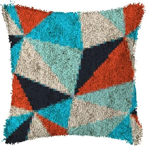 Latch Hook Blue Cushion Straight Pillow Case Color Canvas Acrylic Yarn Latched Hook Pillow Kits Crochet Cushion Cover