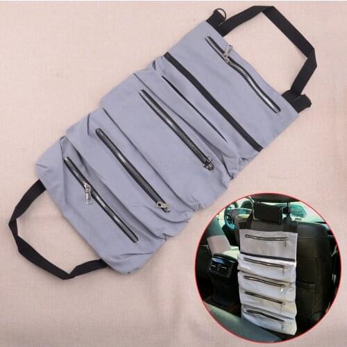 CITALL Grey Multi-Purpose Tool Roll Up Storage Bag Wrench Organizer Seat Hanging Pouch Universal