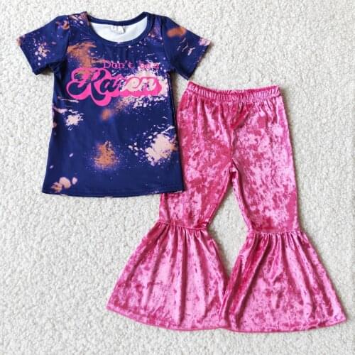 2021 Fashion Outfits for Baby Kids Girls Tie-Dye Designer and Pink Velvet Bell Bottoms Sets Spring/Fall Outfits