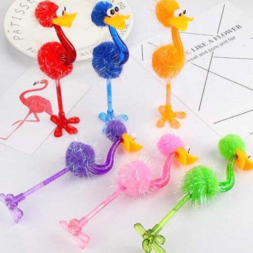 24PCS Creative Cartoon Ostrich Pen Ballpoint Pen Cute Plush Bird Blue Ballpoint Pen Creative Stationery Office Accessories