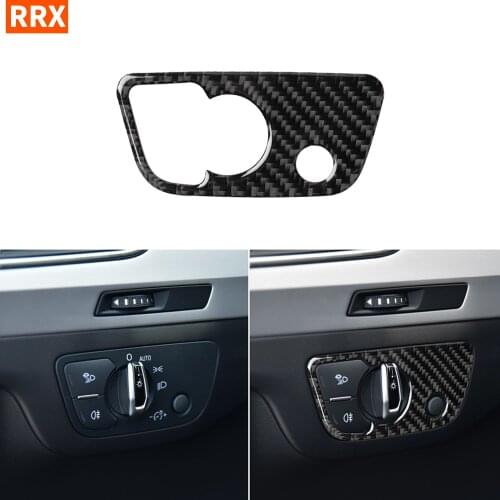 For Audi Q7 SQ7 4M 2016 2017 2018 2019 Carbon Fiber Stickers Dashboard Headlight Switch Button Frame Interior Car Accessories