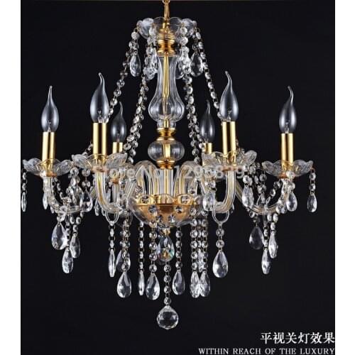 Multiple Chandelier lighting lamps candle chandelier crystal lamp living room European-style golden restaurant bedroom lamp ZX82