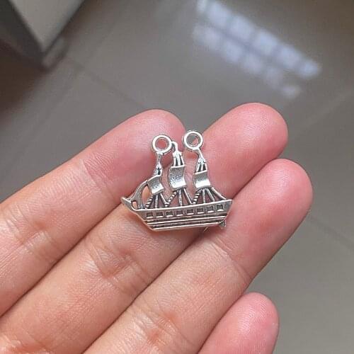 18pcs Sailing Ship Boat Pendants, Diy Handmade Women Necklace Bracelet Aesthetic Accessories,Charms Findings Jewelry Making