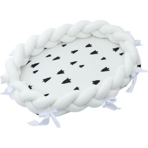 Portable Baby Knit Crib with Pillow Newborn Sleeping Nest Playen Bed Travel Bassinet Bumper Removable And Washable 0-24months