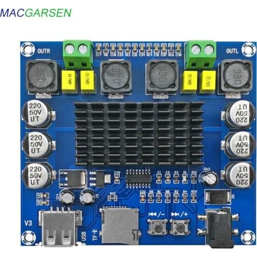 Digital power amplifier board 12V 24V two-channel stereo U disk TF card amplifier module home 4 ohm speaker 50W * 2