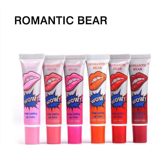 Romantic Bear 6 Colors Peel Off Lipstick Magic Matte Sexy Red Make up Long-lasting Lip Gloss Beauty Wow Impermeavel Lip Stick