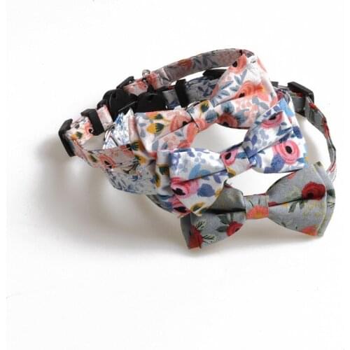 Luxury dog collar Pet Cat Collar Bowknot Floral Cotton Puppy Cat Dog Collar With Bell kitten collar cat necklace