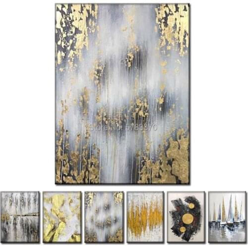 Hand painted abstract Oil Painting On Canvas thick gold Modern Wall Art picture for Room handmade home Decor