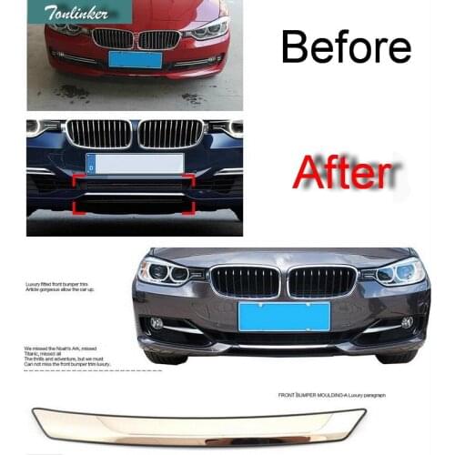 Tonlinker 1 PCS Car Stainless Steel Front Bumper Light Cover Case stickers for Bmw F30 F35 3 Series 316i/320li/328li Accessories