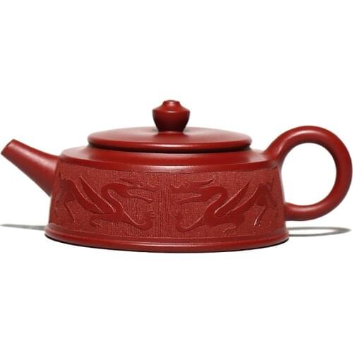 Yixing purple clay Teapot 120ml Raw Ore Dahongpao Xiangrui Zhou Pan Zisha tea pot Handmade Relief Engraving God Beast