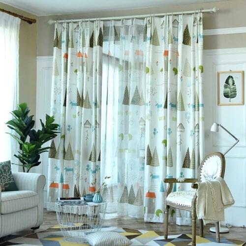 Modern Geometrical Children Blackout Curtains for Living Room Balcony Bedroom Custom Made Village Windows Drapes