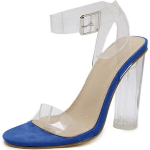 2021 New Summer Fashion Design Women Sandals Transparent Strange High heels Ladies Sandals Open Toe Shoes transparent straps bl