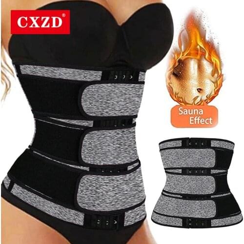 CXZD Neoprene Sauna Waist Trainer Corset Sweat Belts for Women hree-row Sexy Compression Body Shaper Slimming Trimme Belt