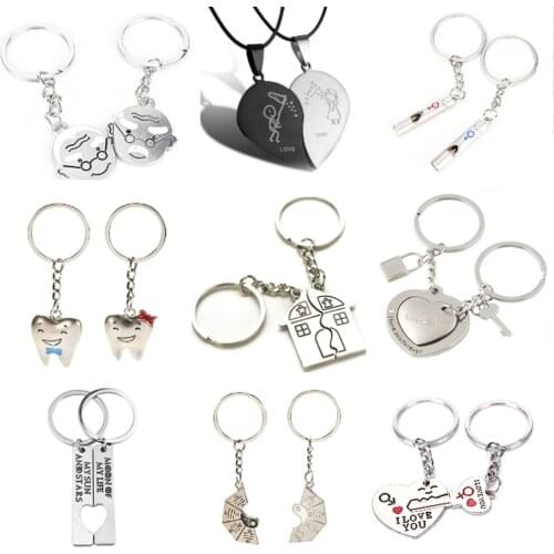 2 Pcs/Set Puzzle Letter "You're My Person" Couple Keychain Lovers BBF Key Chain Holder Love Heart Best Friends Gift