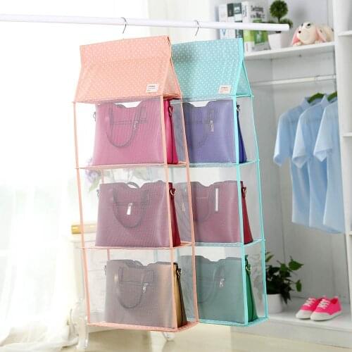 3/4 Layers Hanging Handbag Storage Bags Wardrobe Closet Dust-proof Organizer Bags