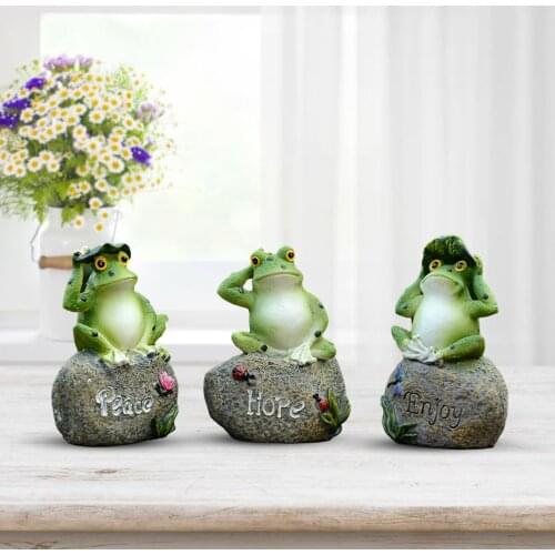 3pcs Frogs Garden Statues Frogs Animal Home Furnishings Gardening Pond Landscaping Signage Frog On Stone Ornaments Sculptures