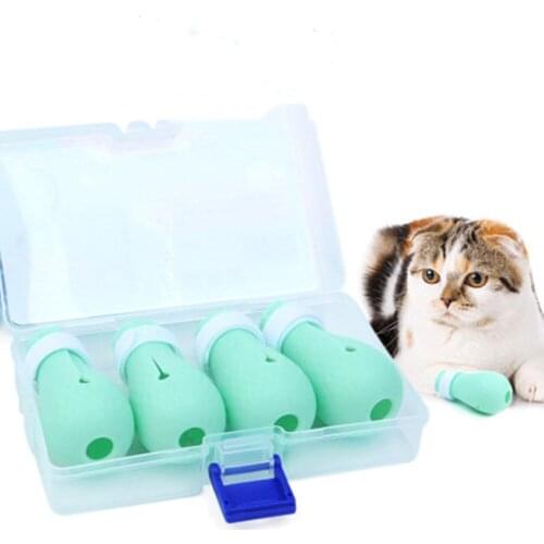 4Pcs/set Pet Cats Gloves Rain Shoes Dog Booties Portable Anti-Scratch Shoes Dog Cat Rain Shoes Bath Trim Nail Cover Pet Supplies