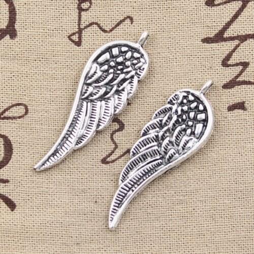5pcs Charms Angel Wings 48x15mm Antique Silver Color Pendants DIY Crafts Making Findings Handmade Tibetan Jewelry