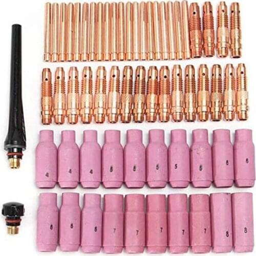 TOP 62Pcs Tig Welding Torch Ceramic Copper Nozzle Pyrex Cup for Welding Machine WP-26/17/18 Kit
