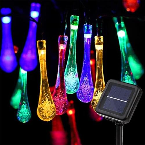 7M 50LED Solar Droplet Bulb String Lights Outdoor Waterproof Christmas Garden Light Lawn Courtyard Solar Lamp Decoration