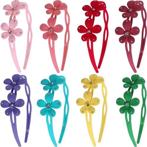 8pcs/set Women Hair Accessories Girls Shiny Flower Hairband Bohemia Style Scrub Matte Rhinestone Children Party Hairbands