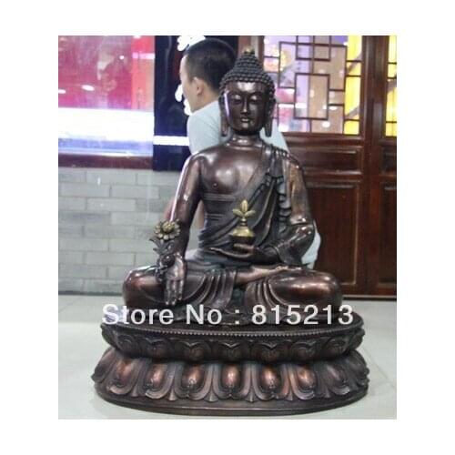 Bi0083 39 Tibet Copper Bronze Amitabha Bhaisajyaguru Medicine Sakyamuni Buddha Statue