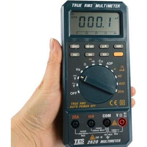 TES-2620 3-3/4 Digital LCD with Bar-graph Waterproof Auto-power off True RMS