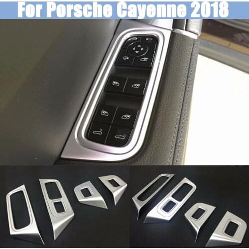 For Porsche Cayenne 2018 Car stainless steel Window Lifter Switch Board Trim Decoration Cover Car Styling Accessories