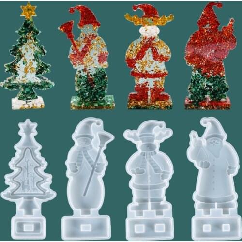 Christmas Tree Snowman Decoration Mold For DIY Crystal Epoxy Mold Christmas Table Durable and Reusable Silicone Mold Handmade