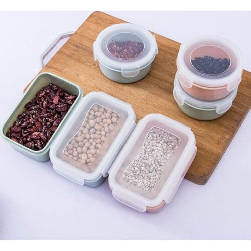 Leakproof Mini Lunch Box Refrigerator Storage Box Microwavable Kitchen Banto Box Round Rectangular Storage Container for Student