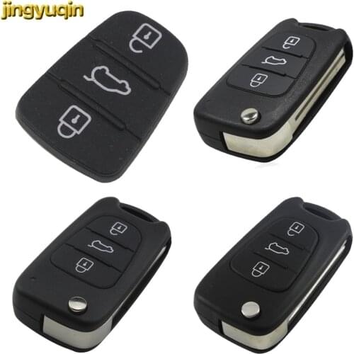 Jingyuqin 3 BTNS Remote Folding Auto Car Key Case Shell Blanks for Kia Rio 3 Picanto Ceed Cerato Sportage K2 K3 K5 Soul Hyundai