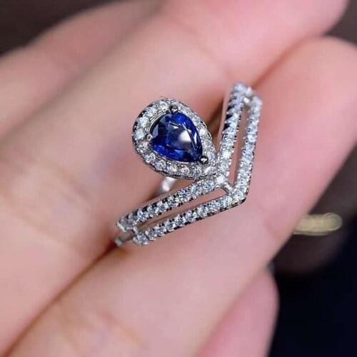 Natural Sapphire Glittering Ring S925 Sterling Silver Fine Fashion Charming Jewelry for Women Free Shipping MeibaPJFS