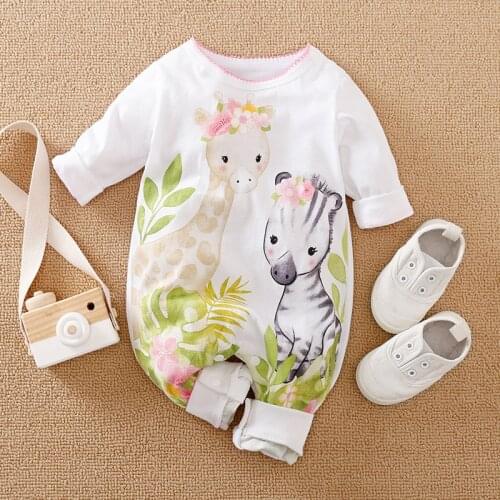 Baby Romper Newborn Girl Clothes Cotton Overalls Cartoon Deer Jumpsuit Long Sleeve Full Onesie Cloth Infant Clothing Things