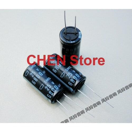 10PCS Original Japan NIPPON SMG 25V6800UF 18x36mm 85 degrees CHEMI-CON electrolytic capacitors NCC smg 6800uf 25v