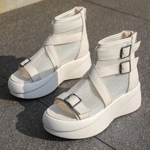 2021 Summer Peep Toe mesh Modern Boots