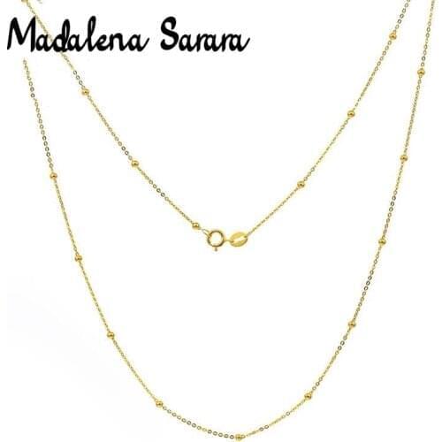 MADALENA SARARA Pure 18k Gold Chain Necklace Au750 Gold Simple Chain Ball Necklace