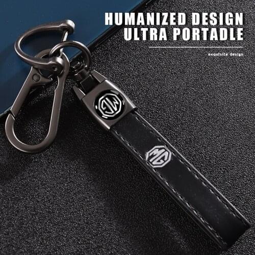 Metal Leather Car Keychain Key Rings Anti-Lost Pendant Accessories For Morris Garages MG 6 3 5 7 TF ZR ZS HS GS GT Hector RX5