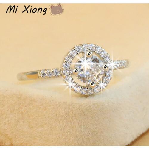 Mi Xiong s925 sterling silver round inlaid carat diamond hollow elegant light luxury charm ladies engagement brand jewelry