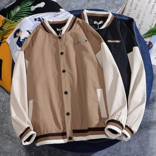 Mens Baseball Jersey Casual Japanese Style Cotton Mens Bomber Jackets Buttons Trendy Sports Wearing Male Baseball Jacket 2021