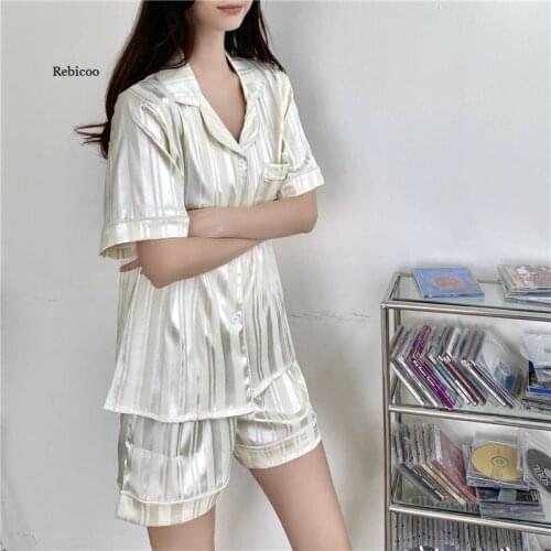 Soft comfortable women pajamas set summer sleepwear loose home clothes short sleeve tops pyjamas shorts suit loungwear